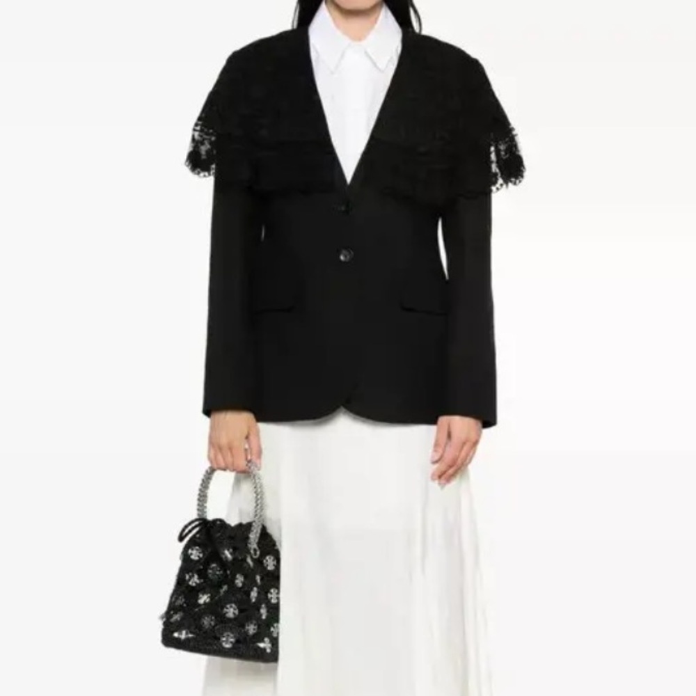 Sea Black Lace-Accented Blazer